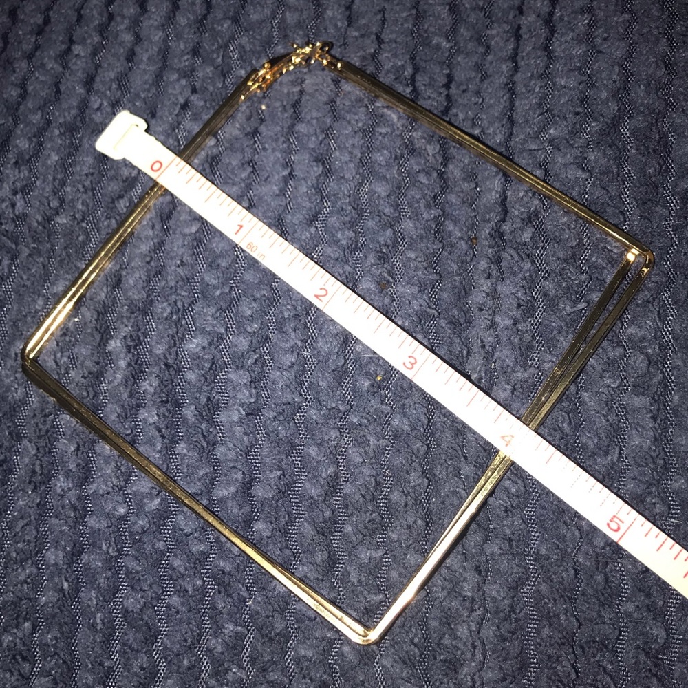 NEW Square Geometric gold Hoop Earrings - Picture 7 of 8